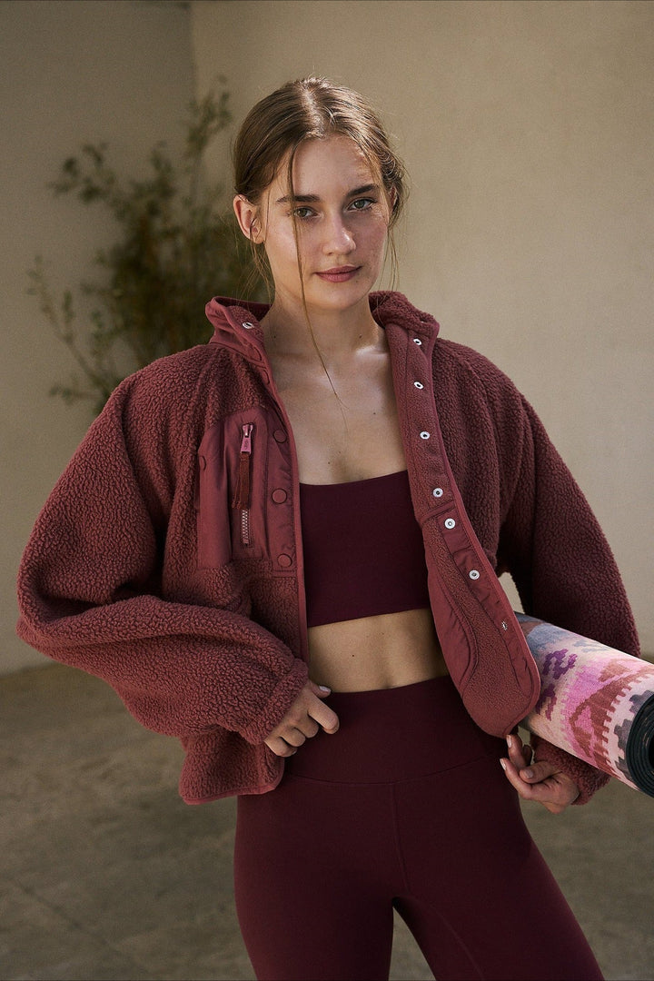 Norvellae | Women's Cropped Sherpa Fleece Jacket with Stand Collar 1