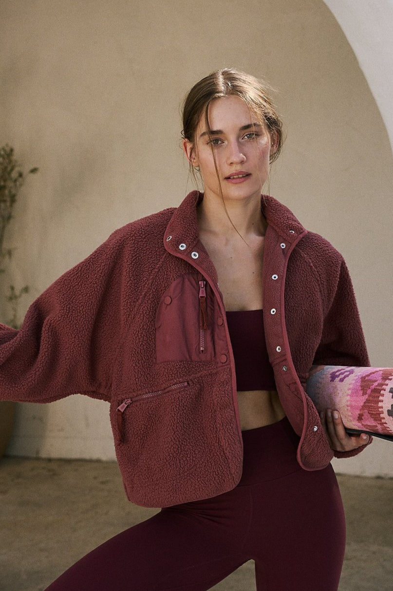 Norvellae | Women's Cropped Sherpa Fleece Jacket with Stand Collar 7