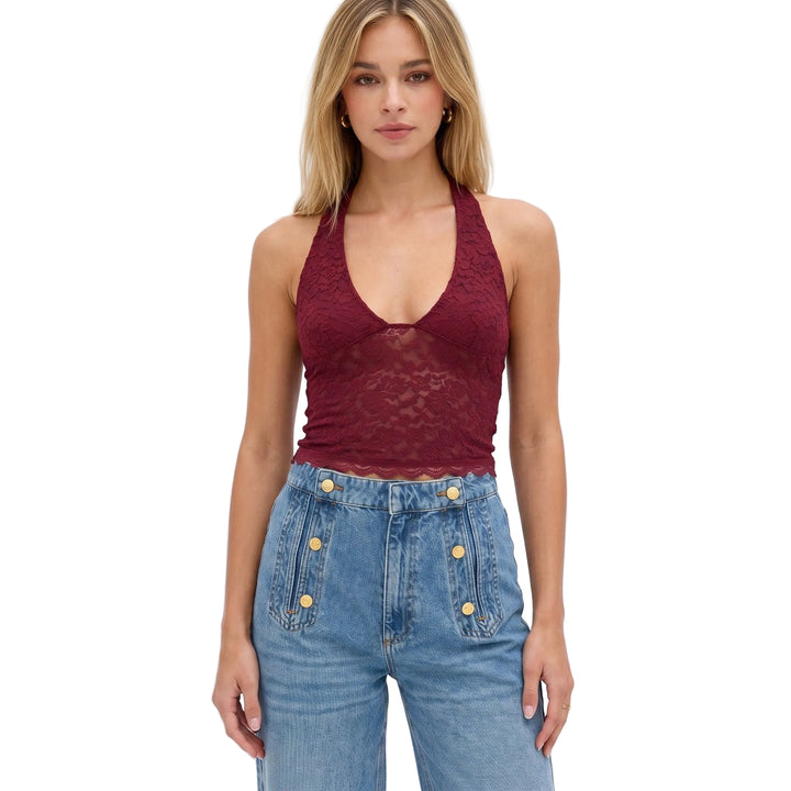 Isaline | Women’s Lace Halter Neck Top