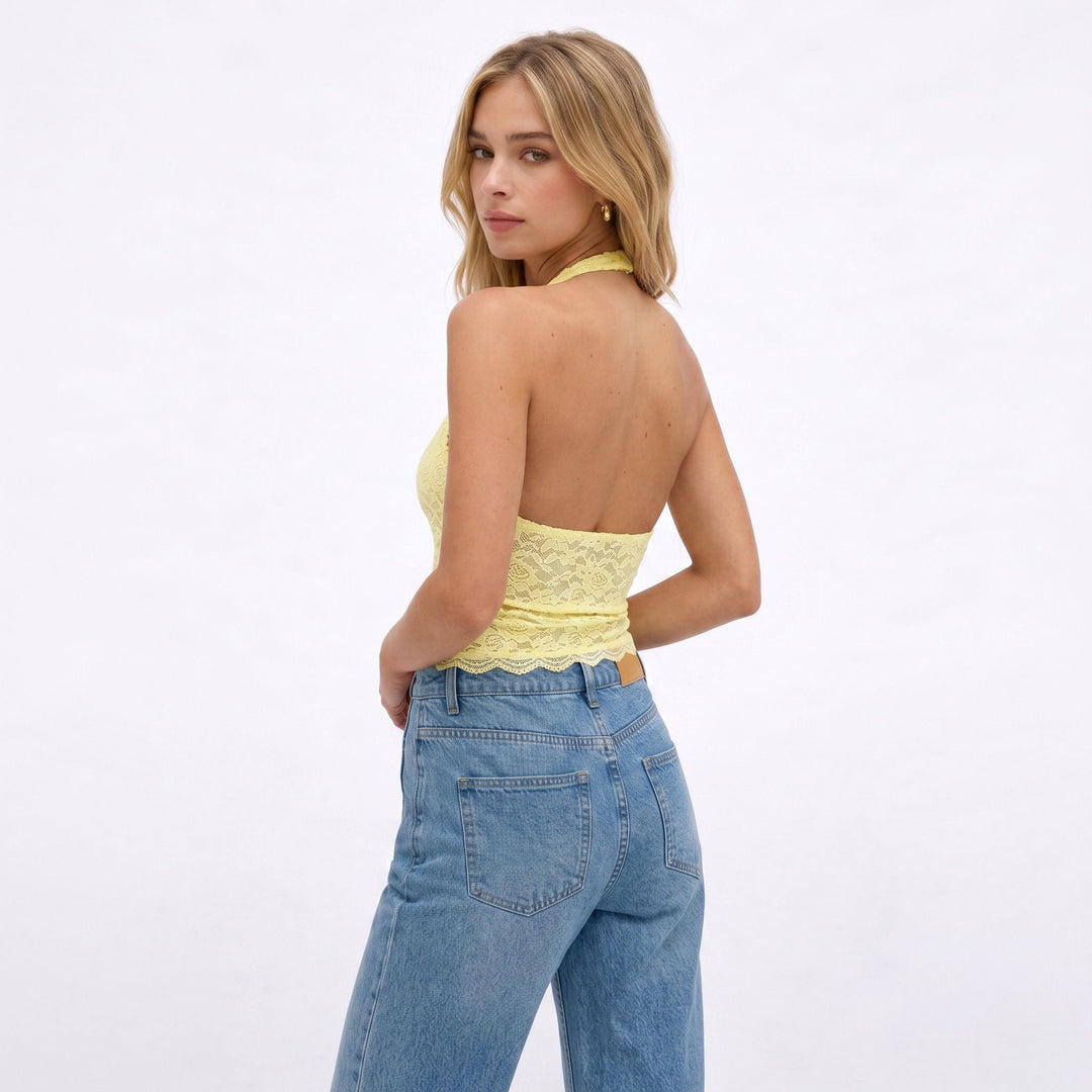Isaline | Women’s Lace Halter Neck Top