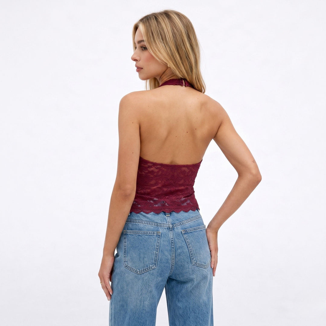 Isaline | Women’s Lace Halter Neck Top