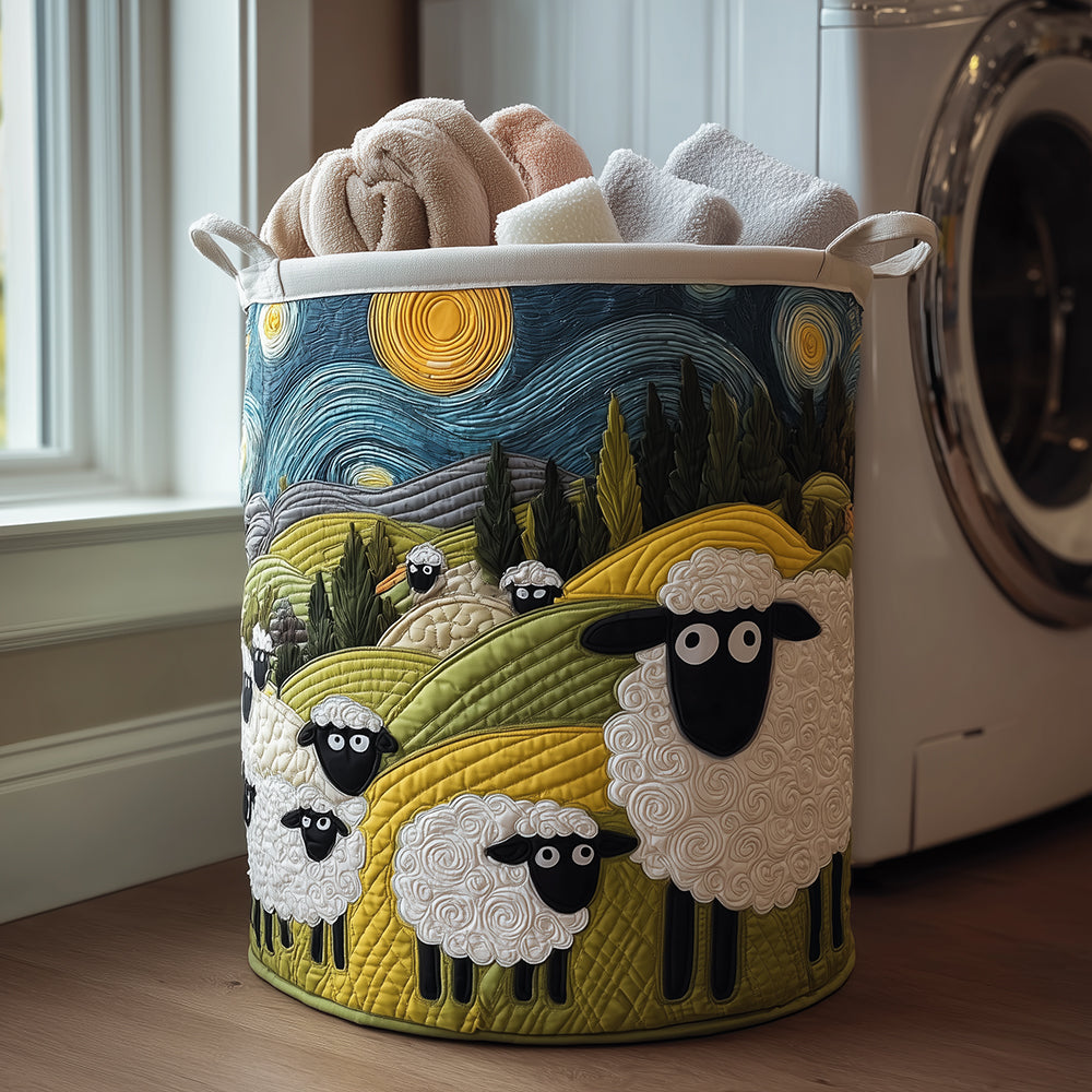 Quilmora | Decorative Quilted Laundry Basket with Handles – Foldable Fabric Storage Hamper 1