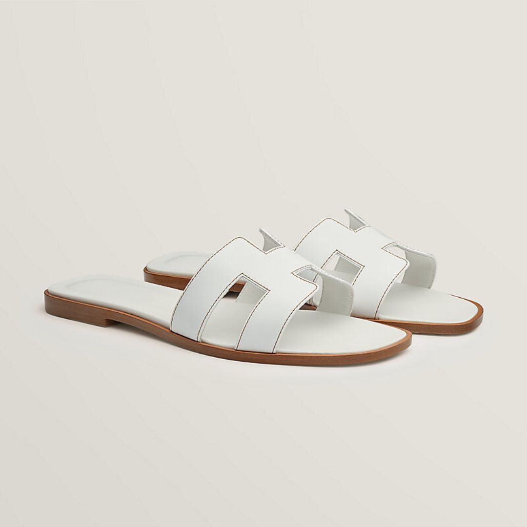 Solmirelle | Women's Genuine Leather Cut-Out Flat Comfort Sandals 1