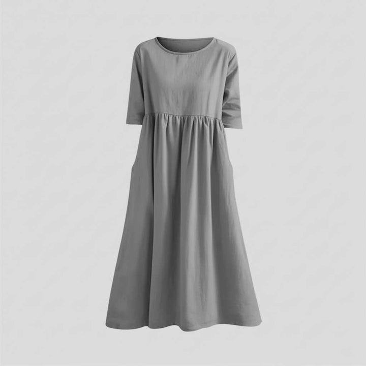 Mirevella | Women's Relaxed Midi Dress with Pockets – Elegant Casual Summer Dress 3