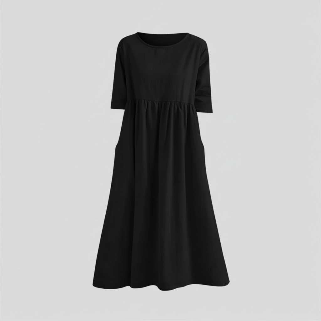 Mirevella | Women's Relaxed Midi Dress with Pockets – Elegant Casual Summer Dress 4