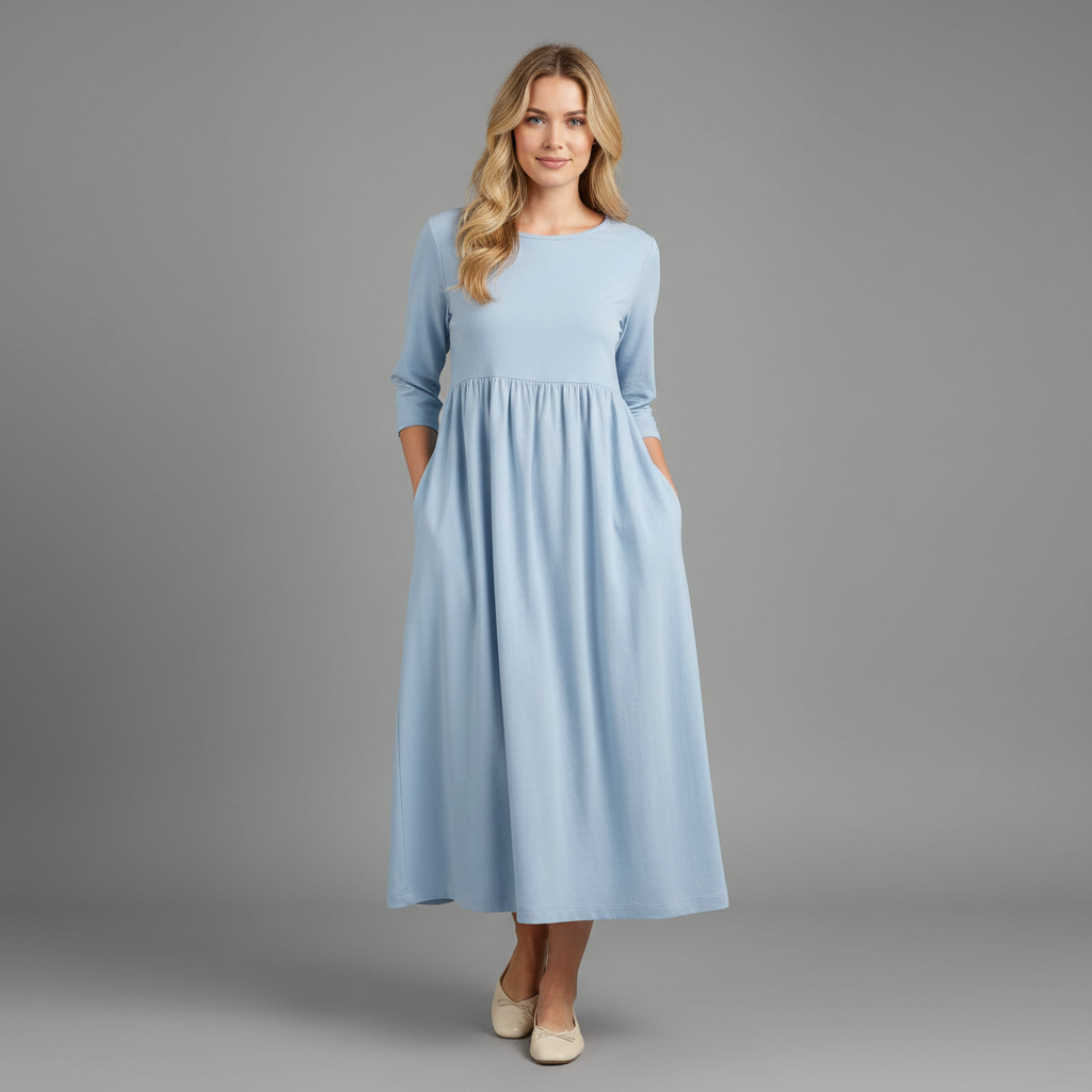 Mirevella | Women's Relaxed Midi Dress with Pockets – Elegant Casual Summer Dress 1