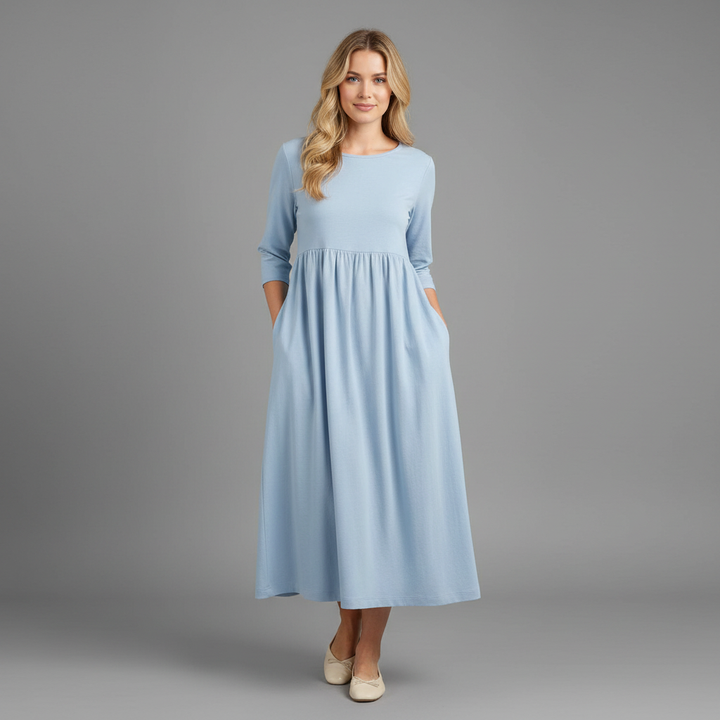 Mirevella | Women's Relaxed Midi Dress with Pockets – Elegant Casual Summer Dress 1