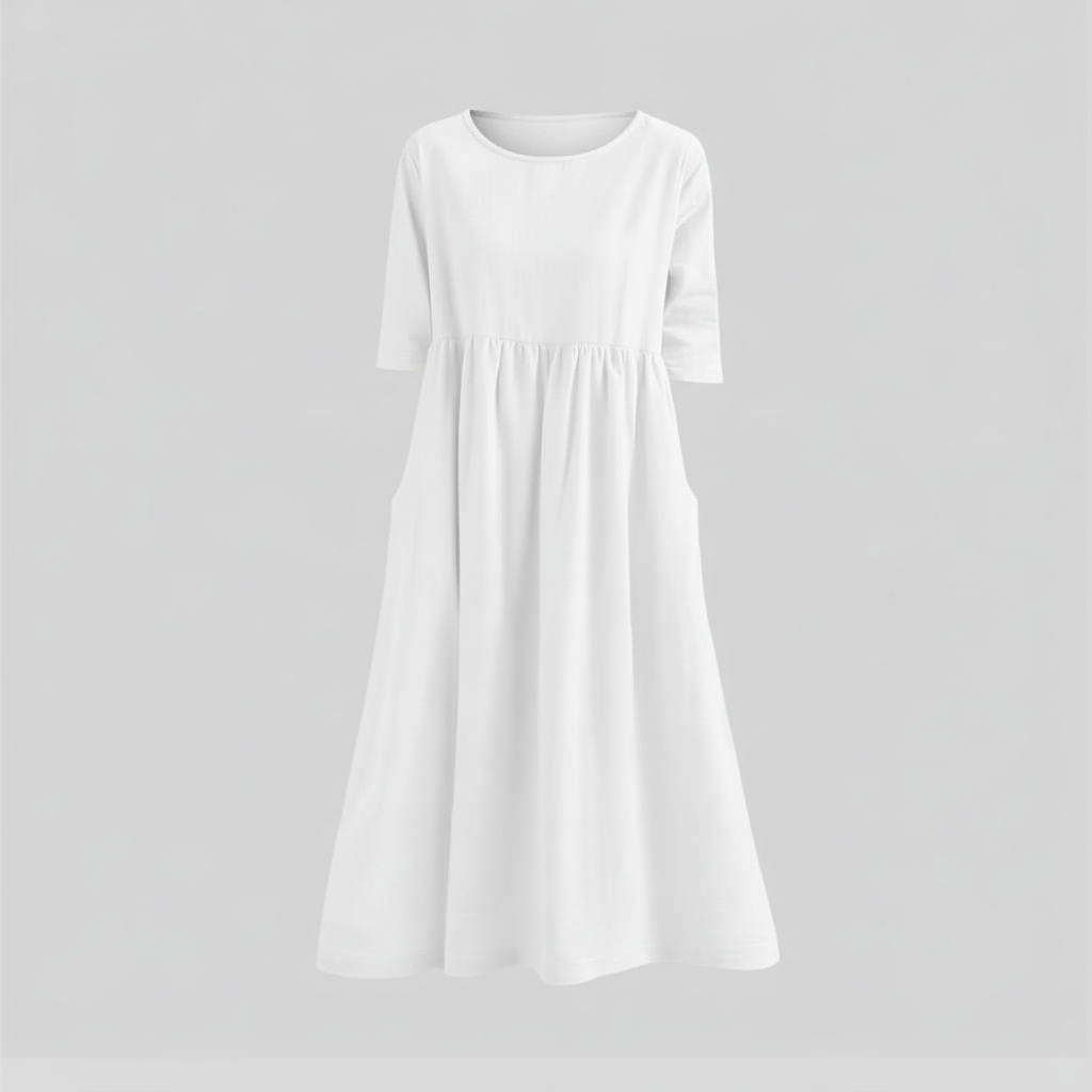 Mirevella | Women's Relaxed Midi Dress with Pockets – Elegant Casual Summer Dress 2