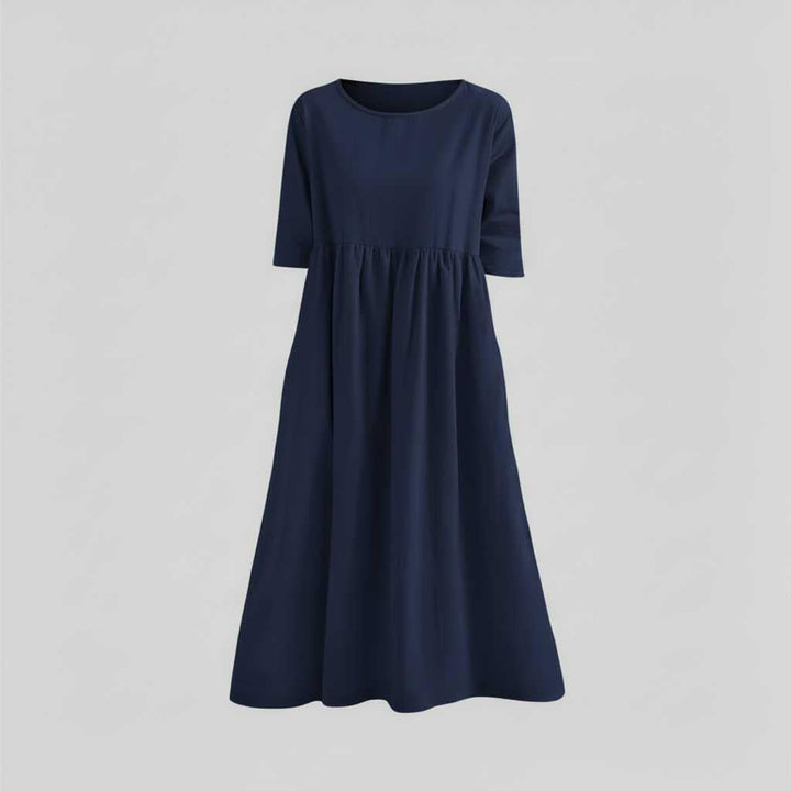 Mirevella | Women's Relaxed Midi Dress with Pockets – Elegant Casual Summer Dress 7