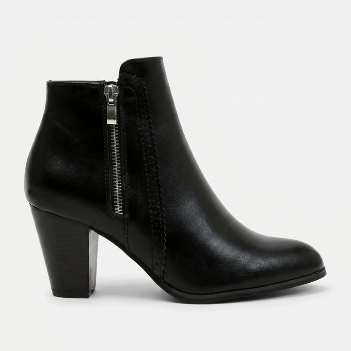 Vintessa | Women's Vintage-Inspired Ankle Boots – Elegant Block Heel Side-Zip Boots 2