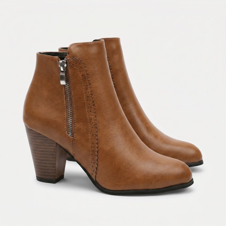 Vintessa | Women's Vintage-Inspired Ankle Boots – Elegant Block Heel Side-Zip Boots 1