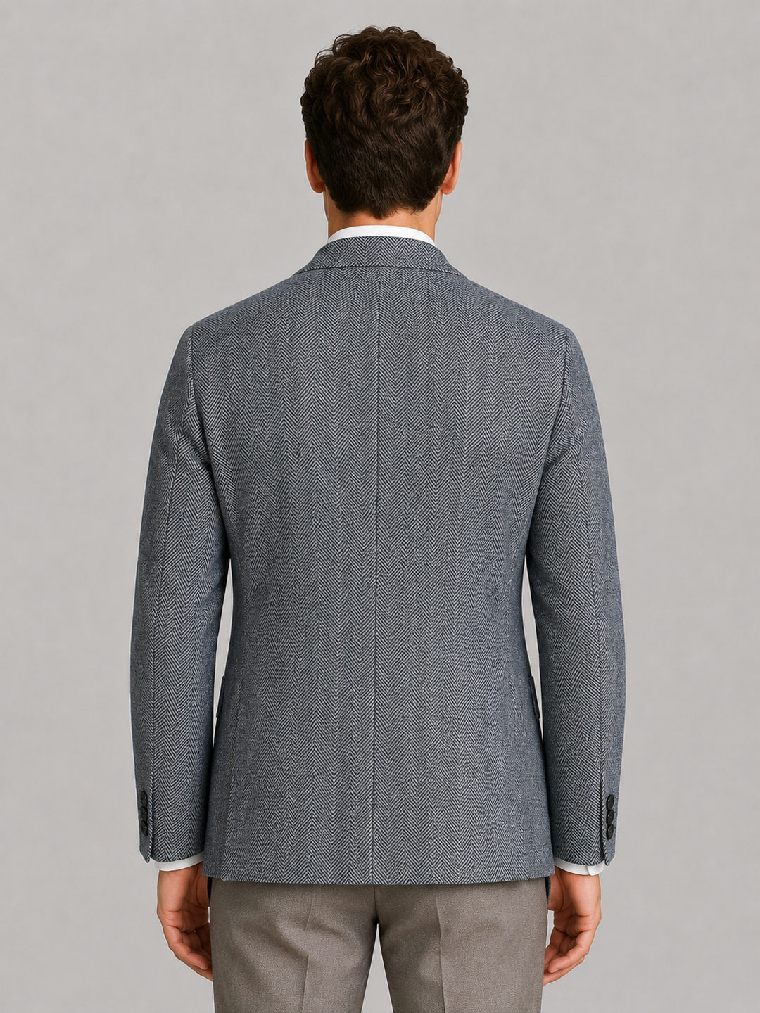 Corvellan | Men’s Tailored Herringbone Three-Button Blazer