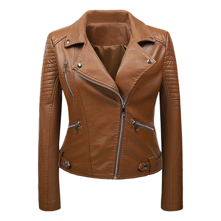 Ravella | Women’s Genuine Leather Quilted Biker Jacket