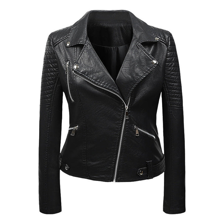 Ravella | Women’s Genuine Leather Quilted Biker Jacket