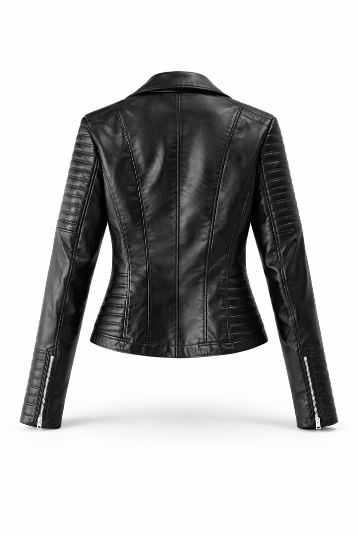 Ravella | Women’s Genuine Leather Quilted Biker Jacket