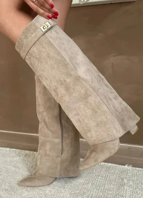 Zarevella | Women's Buckle-Detail Thigh-High Boots