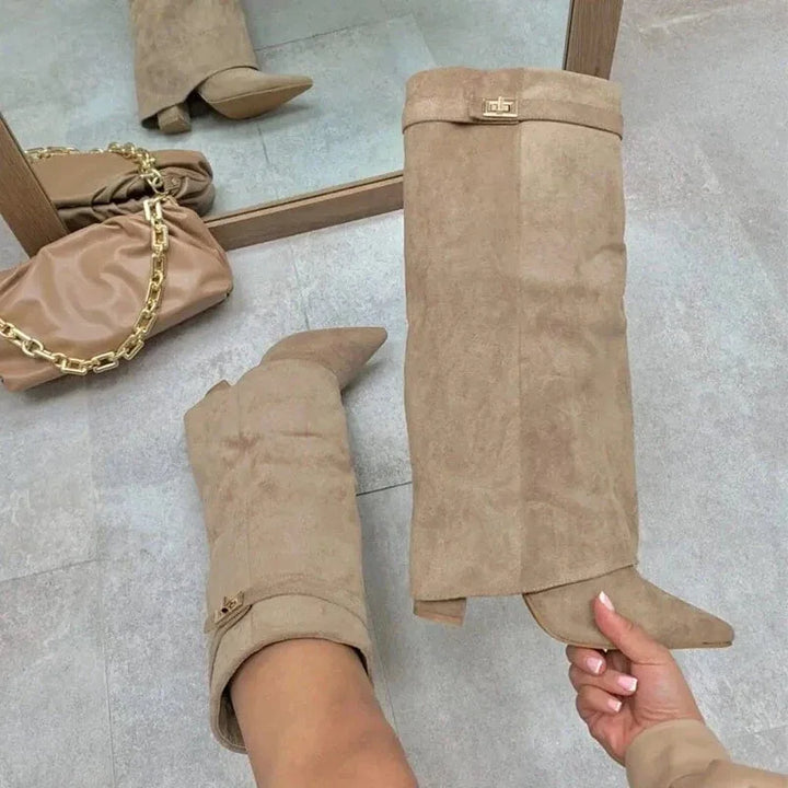 Zarevella | Women's Buckle-Detail Thigh-High Boots