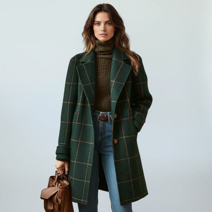 Elmontia | Women’s Tailored Plaid Tweed Coat