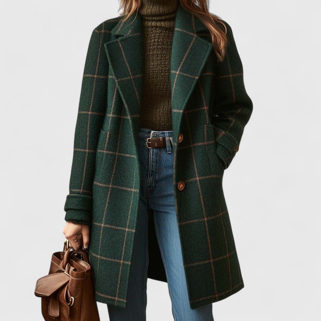 Elmontia | Women’s Tailored Plaid Tweed Coat