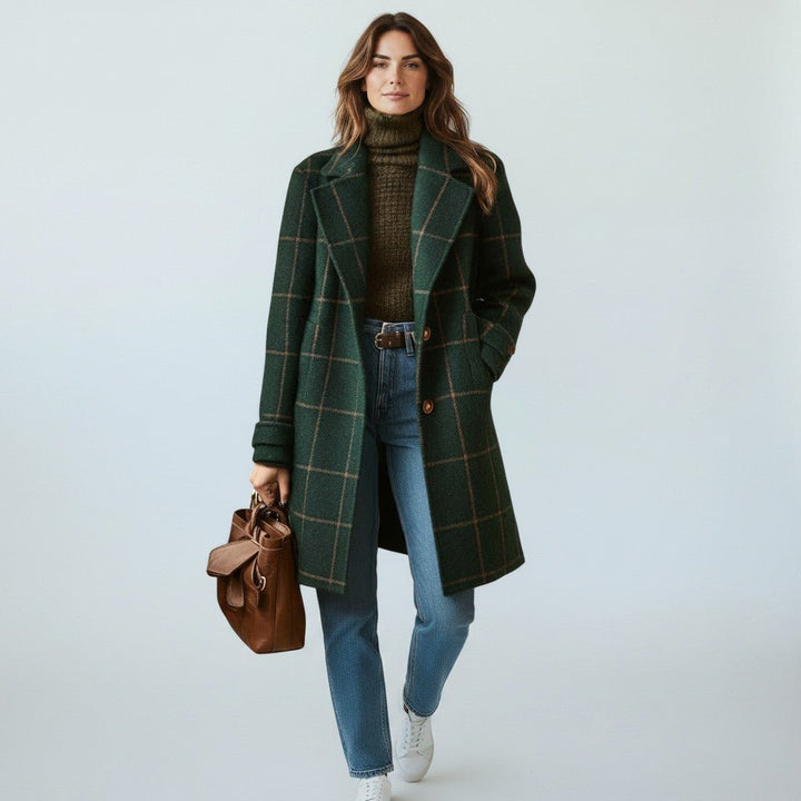 Elmontia | Women’s Tailored Plaid Tweed Coat