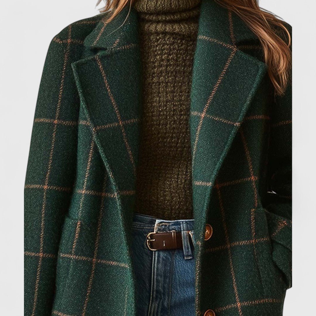 Elmontia | Women’s Tailored Plaid Tweed Coat