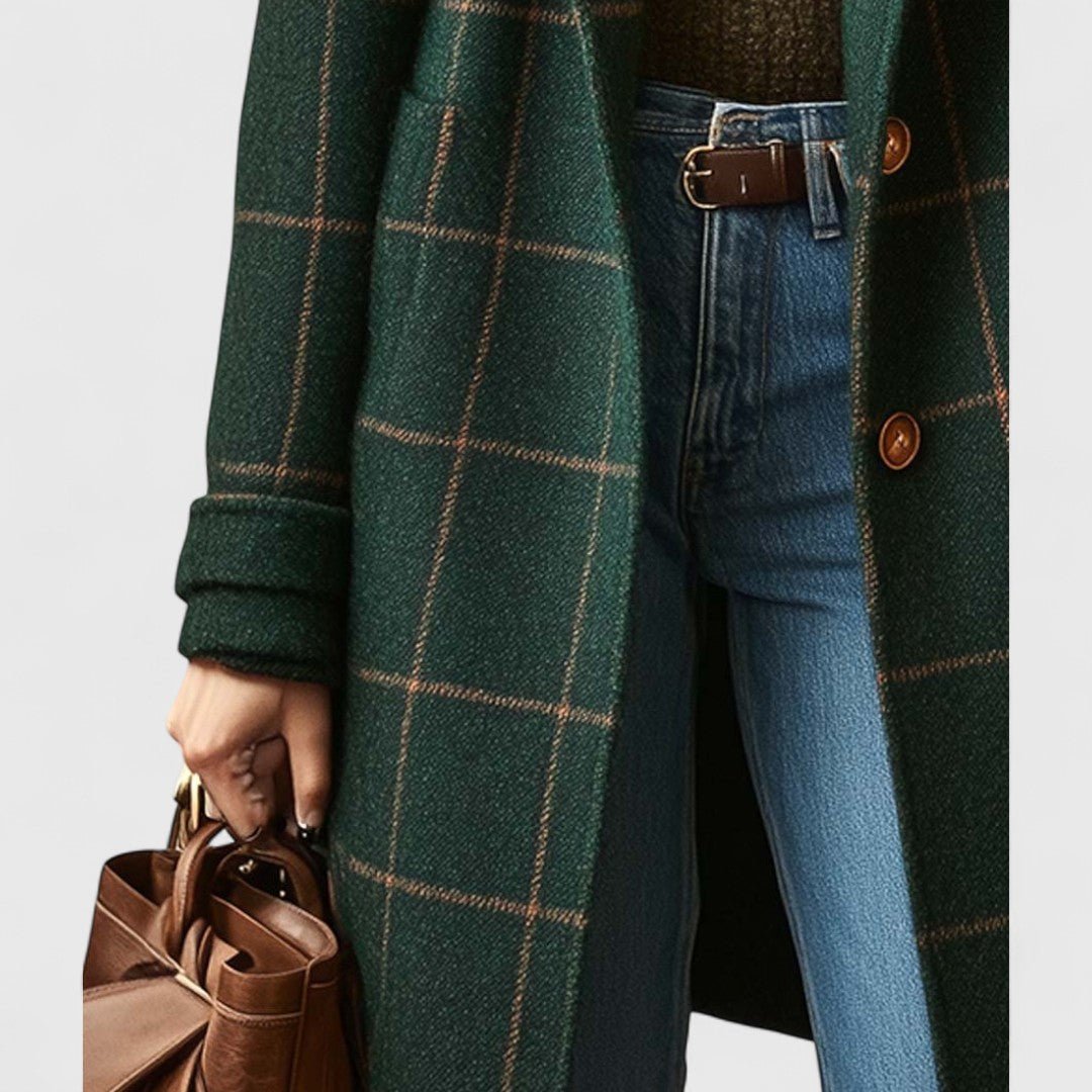 Elmontia | Women’s Tailored Plaid Tweed Coat