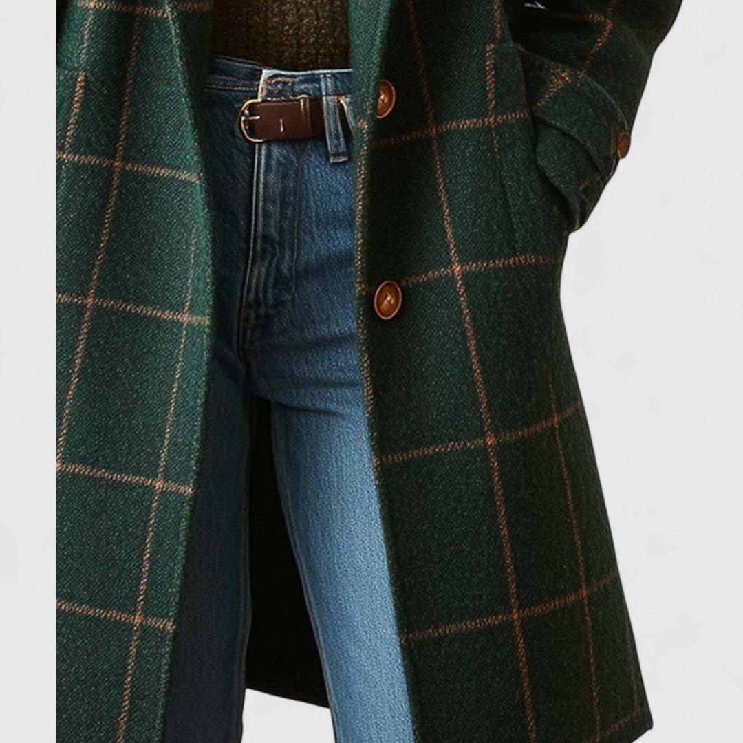Elmontia | Women’s Tailored Plaid Tweed Coat