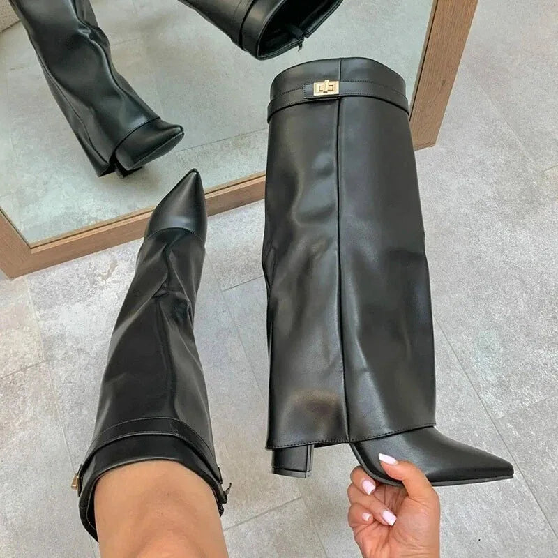 Zarevella | Women's Buckle-Detail Thigh-High Boots