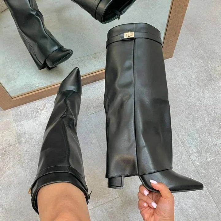 Zarevella | Women's Buckle-Detail Thigh-High Boots