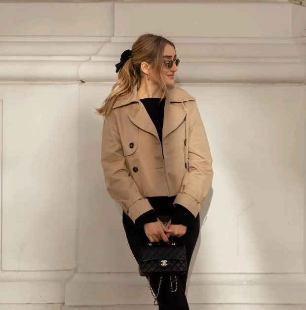 Montelisse | Women's Vintage Double-Breasted Cropped Trench Jacket 4