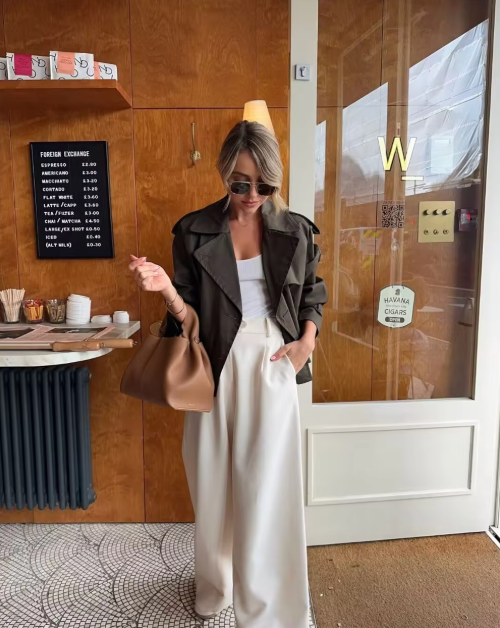 Montelisse | Women's Vintage Double-Breasted Cropped Trench Jacket 2