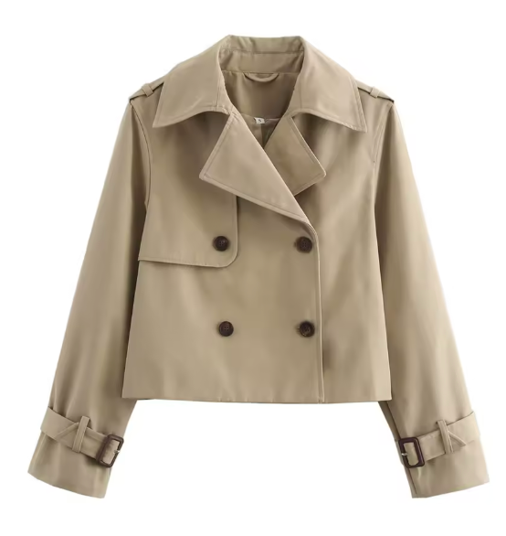 Montelisse | Women's Vintage Double-Breasted Cropped Trench Jacket 7