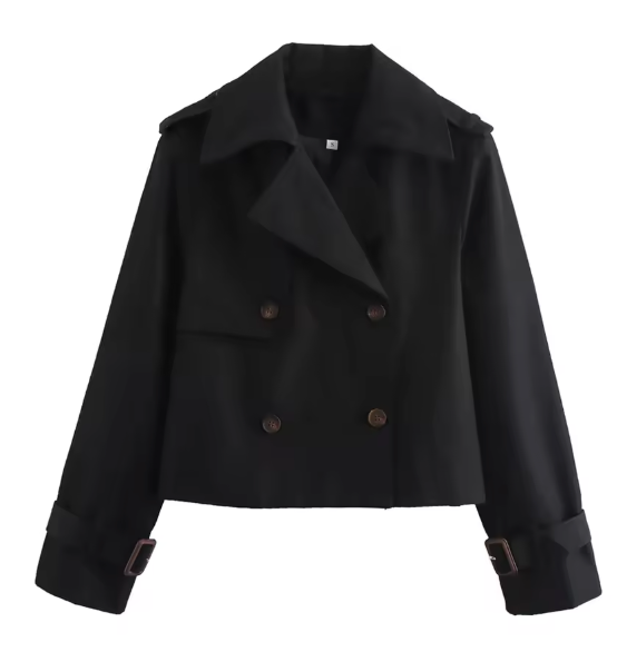 Montelisse | Women's Vintage Double-Breasted Cropped Trench Jacket 9