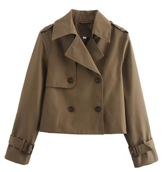 Montelisse | Women's Vintage Double-Breasted Cropped Trench Jacket 8