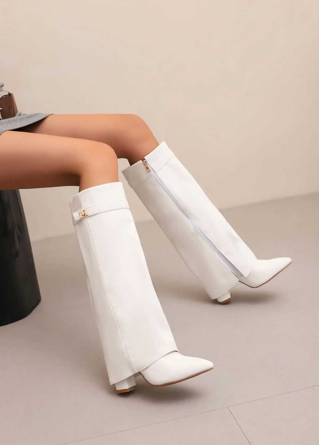 Zarevella | Women's Buckle-Detail Thigh-High Boots