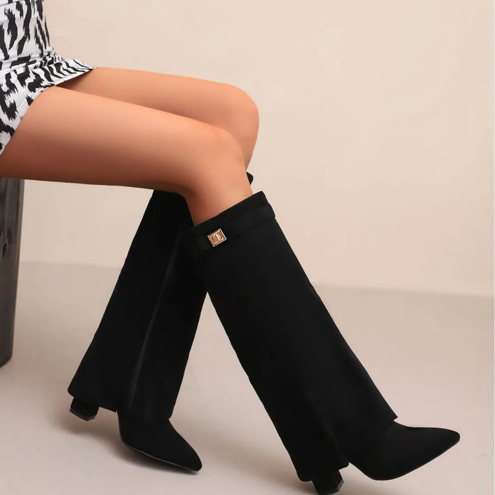 Zarevella | Women's Buckle-Detail Thigh-High Boots