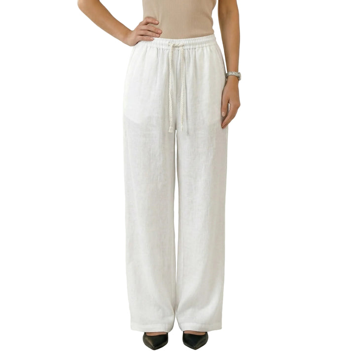 Solene | Women’s Linen-Blend Wide-Leg Trousers