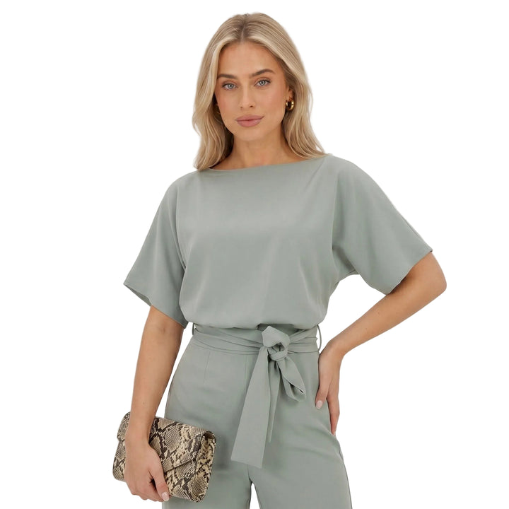 Solenne | Women’s Tie-Waist Wide-Leg Jumpsuit