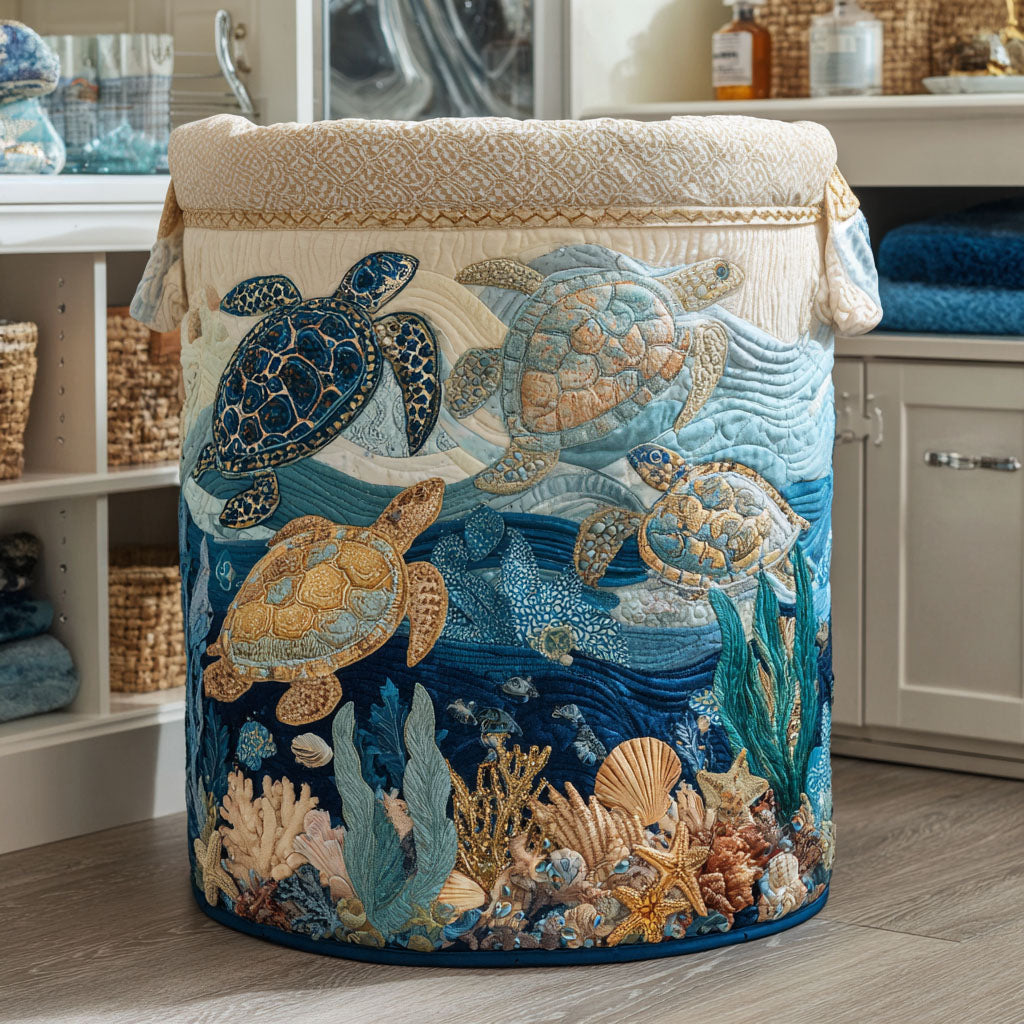 Quelloria | Decorative Quilted Laundry Basket with Handles – Foldable Fabric Storage Hamper 1