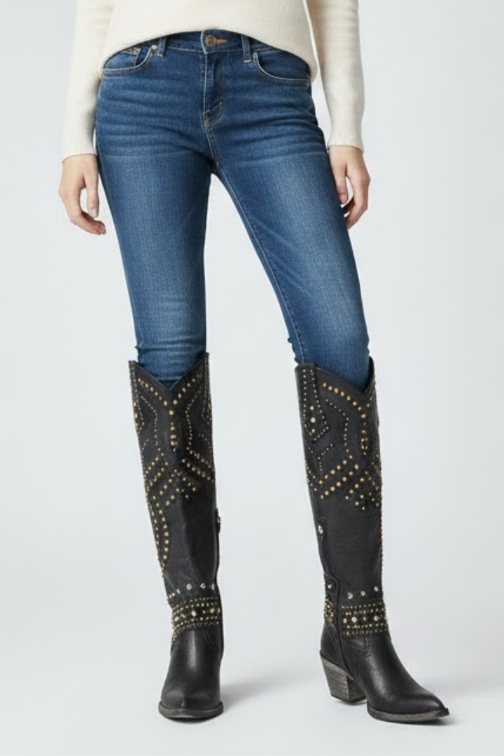 Rivellea | Women's Retro Rivet-Detail Chunky Heel Ankle Boots