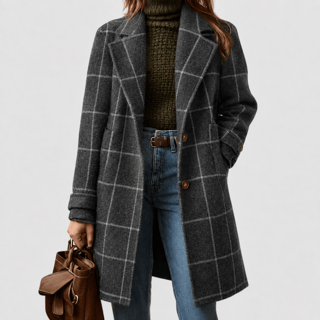 Elmontia | Women’s Tailored Plaid Tweed Coat