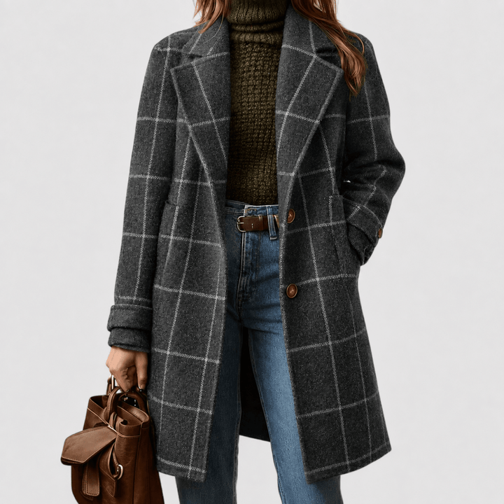 Elmontia | Women’s Tailored Plaid Tweed Coat