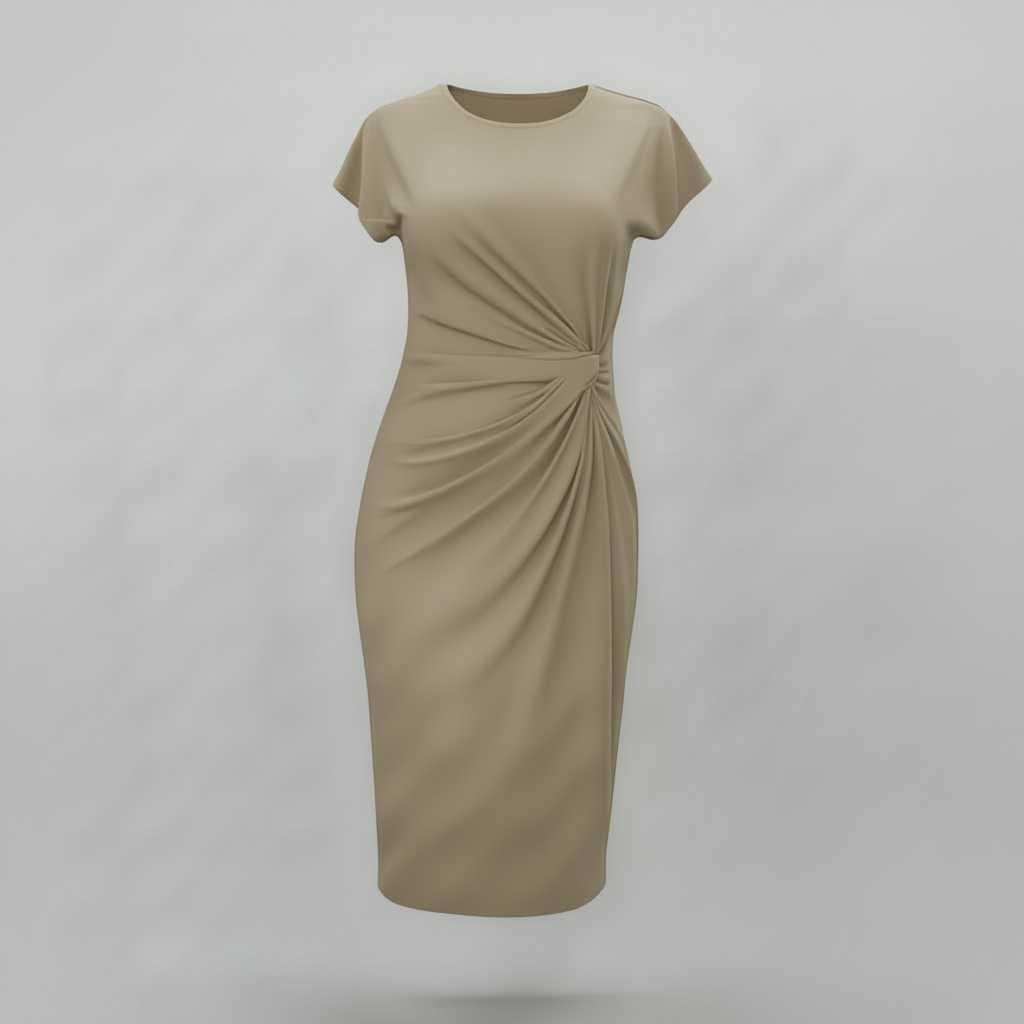 Elvarisse | Women's Elegant Tailored Midi Dress – Short Sleeve Fitted Office & Occasion Dress 5