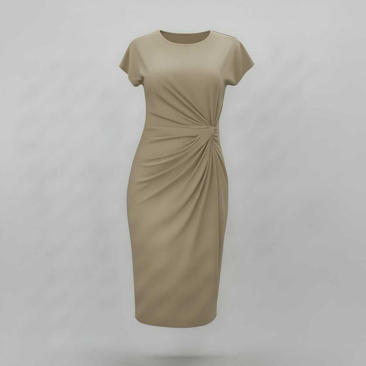 Elvarisse | Women's Elegant Tailored Midi Dress – Short Sleeve Fitted Office & Occasion Dress 5