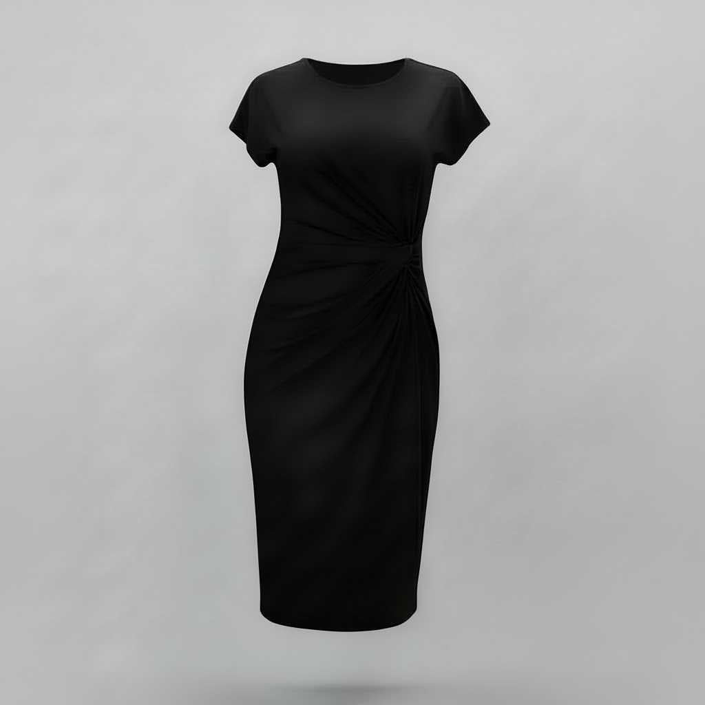 Elvarisse | Women's Elegant Tailored Midi Dress – Short Sleeve Fitted Office & Occasion Dress 2