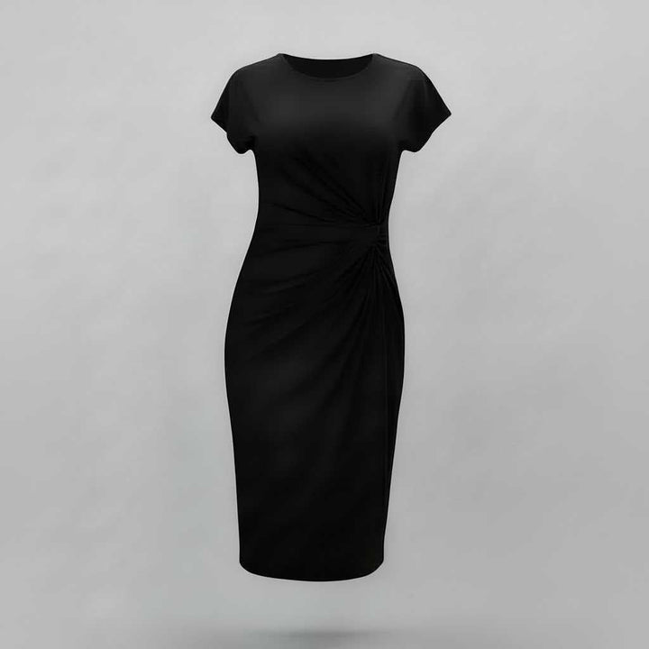 Elvarisse | Women's Elegant Tailored Midi Dress – Short Sleeve Fitted Office & Occasion Dress 2