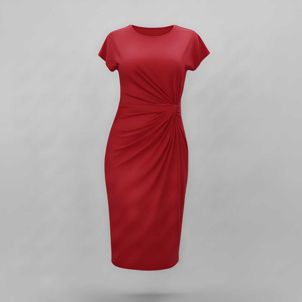 Elvarisse | Women's Elegant Tailored Midi Dress – Short Sleeve Fitted Office & Occasion Dress 3