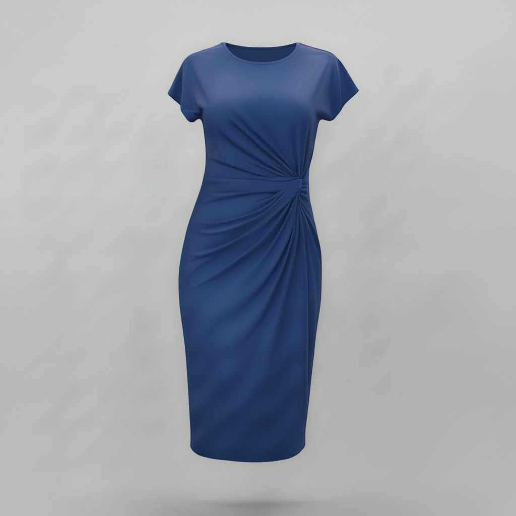 Elvarisse | Women's Elegant Tailored Midi Dress – Short Sleeve Fitted Office & Occasion Dress 4