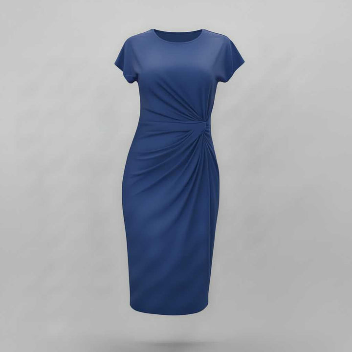 Elvarisse | Women's Elegant Tailored Midi Dress – Short Sleeve Fitted Office & Occasion Dress 4