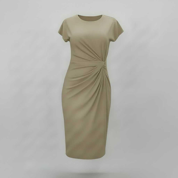 Elvarisse | Women's Elegant Tailored Midi Dress – Short Sleeve Fitted Office & Occasion Dress 6